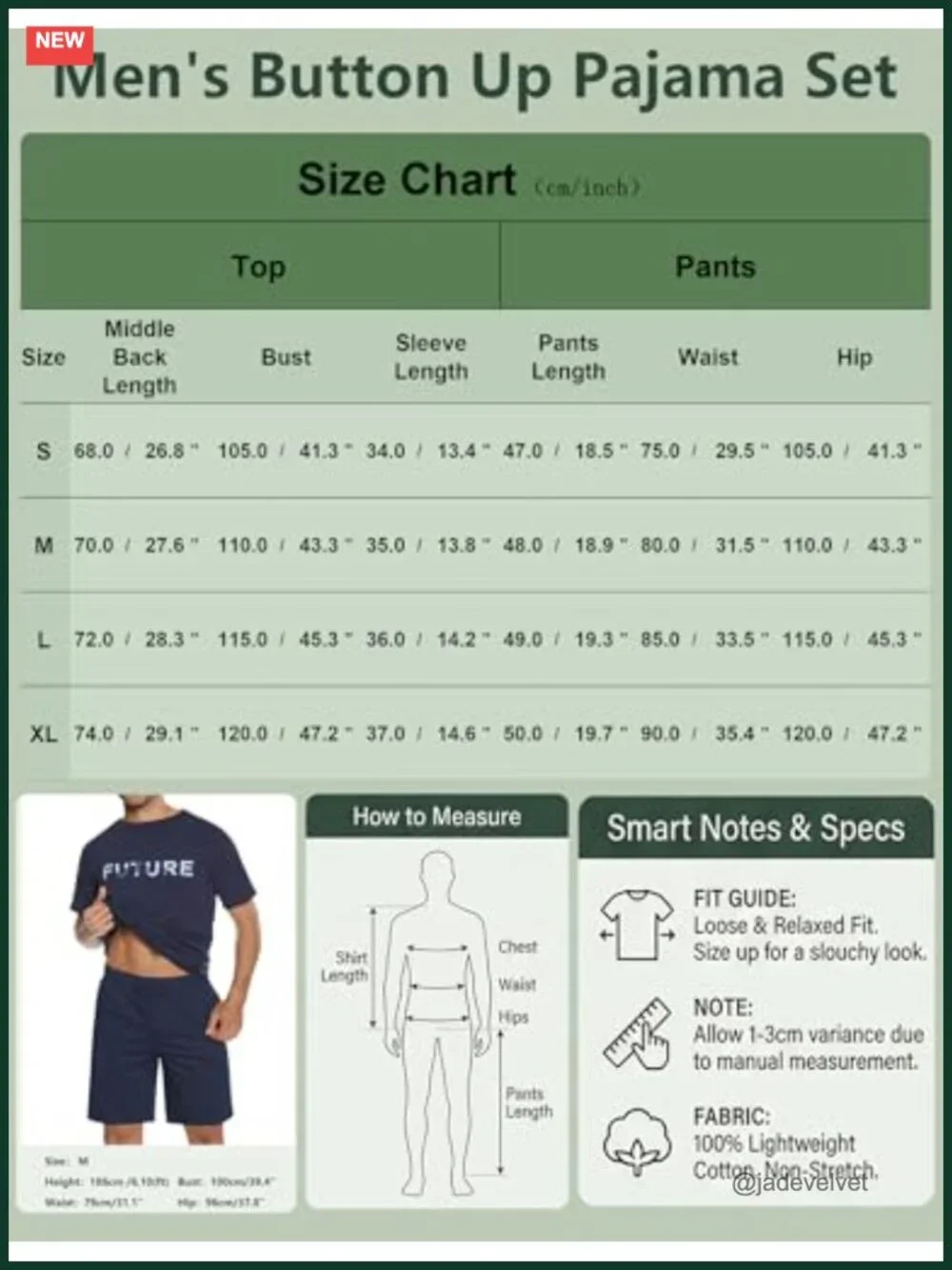 Men's Cotton Pajama Shorts Set Short Sleeve Sleepwear S-XXL